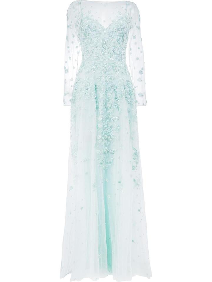 Zuhair Murad Floral Sequin Embroidery Gown - Blue