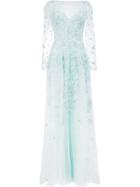 Zuhair Murad Floral Sequin Embroidery Gown - Blue