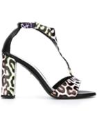 Just Cavalli Leopard-print Sandals, Women's, Size: 38, Black, Leather