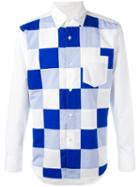 Ganryu Comme Des Garcons Checked Long Sleeve Shirt, Men's, Size: Small, White, Cotton