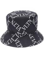 Valentino Vltn Grid Print Bucket Hat - Black