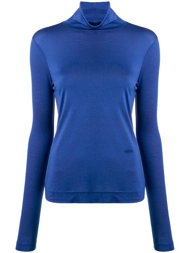 Joseph Jersey Roll Neck Top - Blue