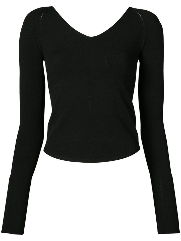 Lemaire Slim Fit V-neck Top - Black