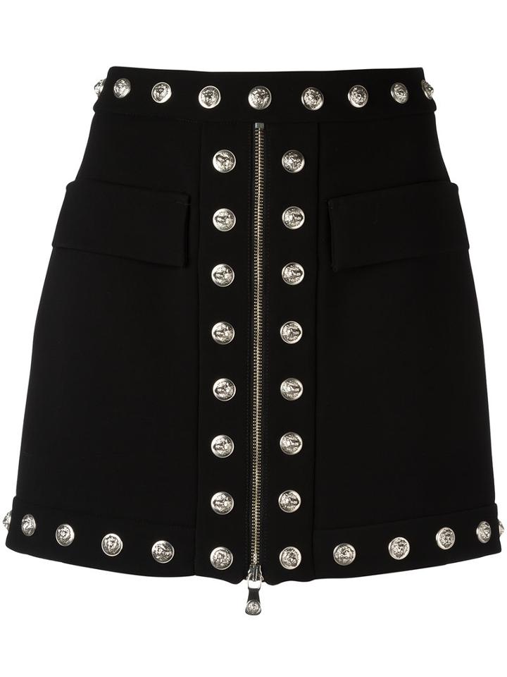 Versus Lion Head Studded Skirt, Women's, Size: 40, Black, Polyester/viscose/polyamide/spandex/elastane