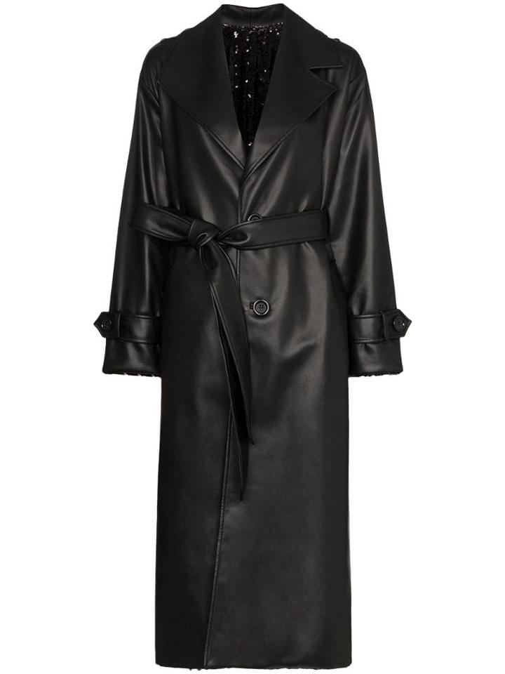 Anouki Reversible Sequinned Trench Coat - Black