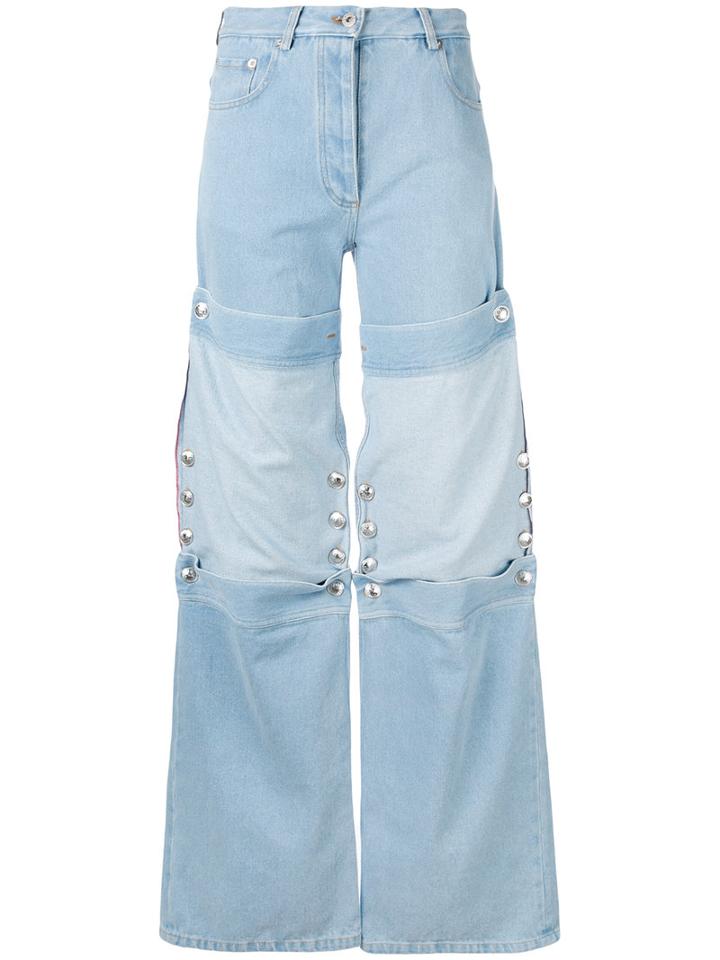 Y / Project - Buttoned Patch Jeans - Women - Cotton - 36, Women's, Blue, Cotton