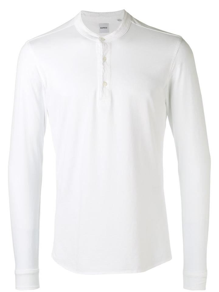 Aspesi Button Up Sweatshirt, Men's, Size: Large, White, Cotton