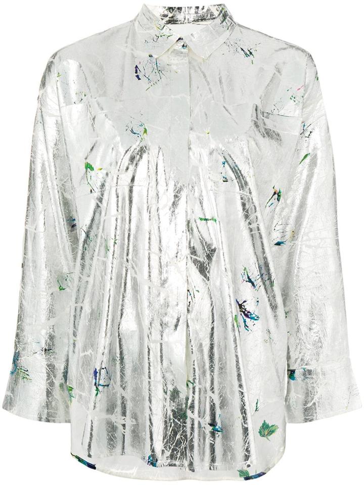 Msgm Foil Effect Shirt - Silver