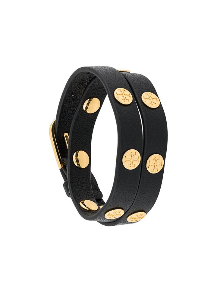 Tory Burch Logo Stud Wrap Bracelet - Black