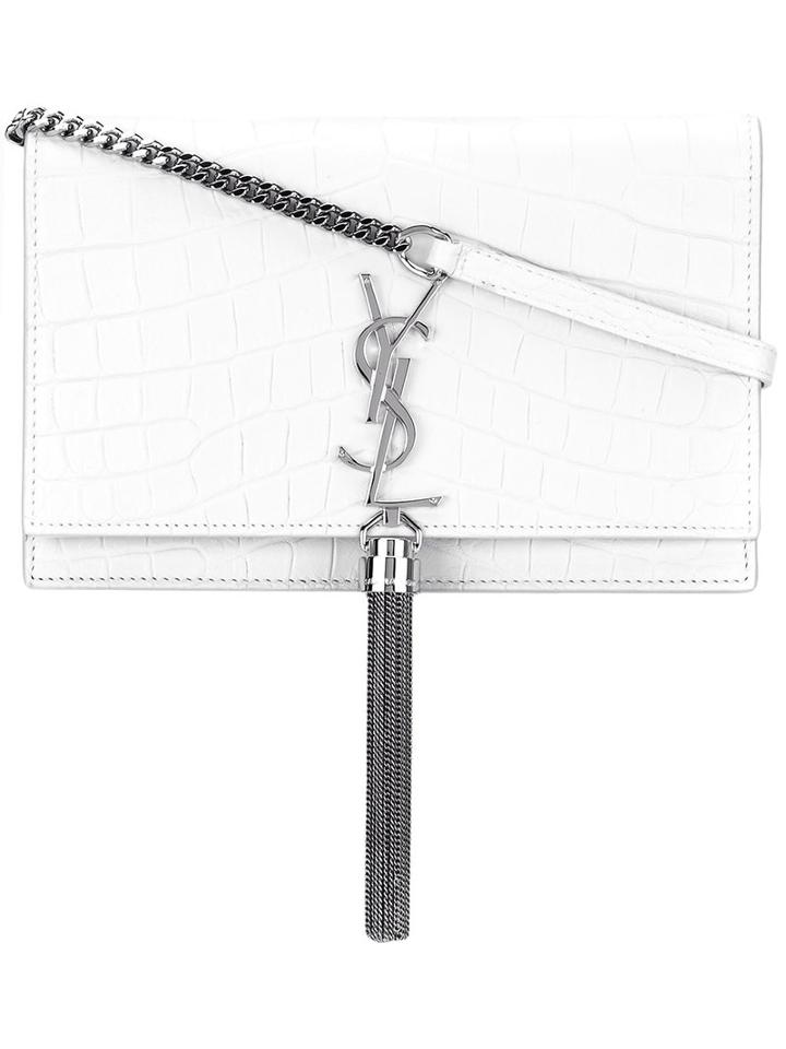 Saint Laurent - 'kate' Tasseled Bag - Women - Calf Leather - One Size, White, Calf Leather
