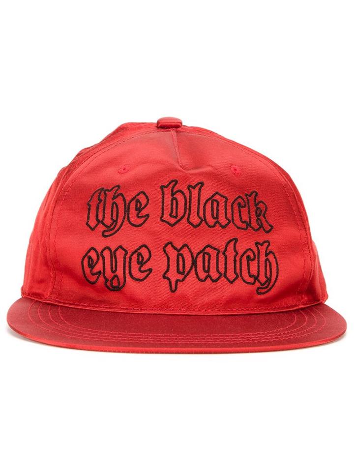 Black Eye Patch Logo Satin Cap, Men's, Red, Cotton/rayon