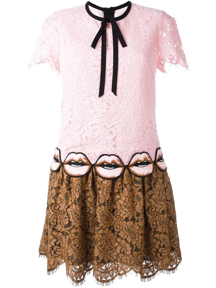 Marco Bologna Lace Applique Dress, Women's, Size: 44, Pink/purple, Rayon/polyamide/cotton