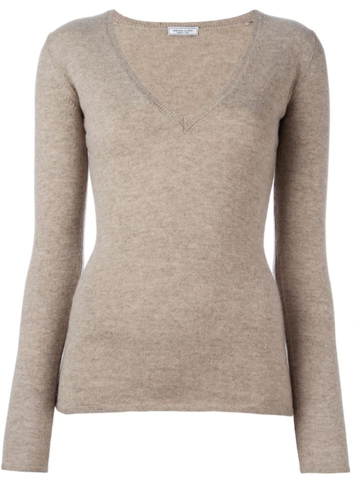 Fashion Clinic V-neck Jumper, Women's, Size: 42, Nude/neutrals, Cashmere