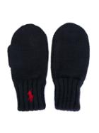 Ralph Lauren Kids Logo Embroidered Mittens, Boy's, Size: 11.5 Cm, Blue