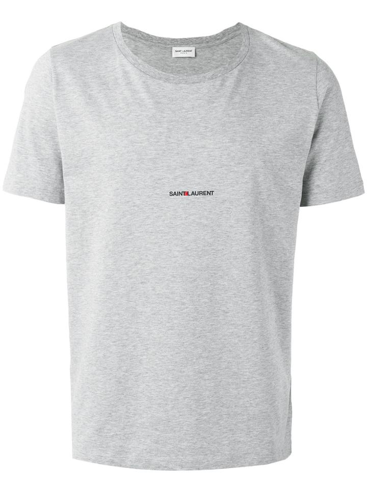 Saint Laurent Logo Print T-shirt - Grey
