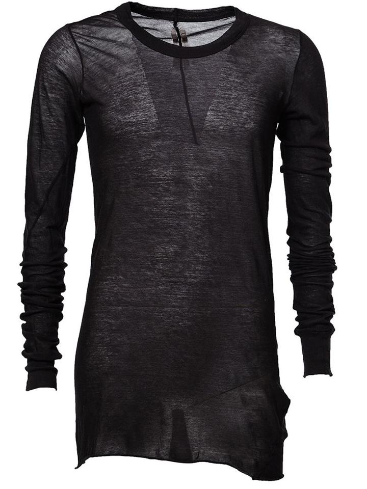 Rick Owens Long Length T-shirt, Men's, Size: Xs, Black, Cotton