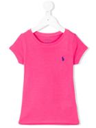Ralph Lauren Kids Logo Embroidered T-shirt, Girl's, Size: 10 Yrs, Pink/purple