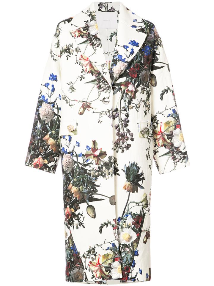 Adam Lippes Floral Print Cocoon Coat - Multicolour