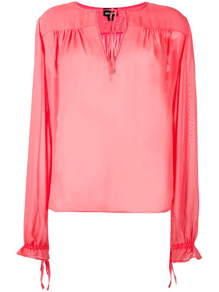 Just Cavalli Peasant Blouse, Women's, Size: 40, Pink/purple, Viscose