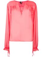 Just Cavalli Peasant Blouse, Women's, Size: 40, Pink/purple, Viscose
