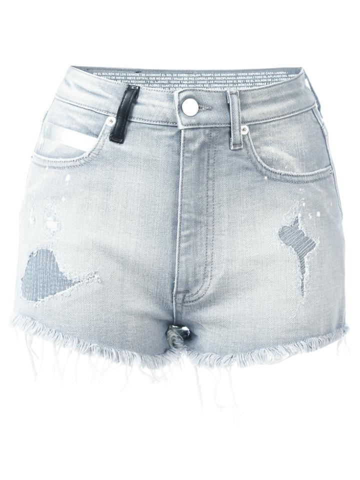 Marcelo Burlon County Of Milan Distressed Denim Shorts - Grey