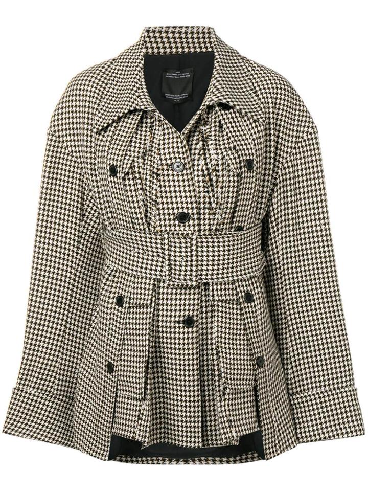 Rokh Houndstooth Flared Jacket - White