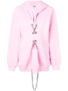 Msgm Lace-up Chain Hoodie - Pink