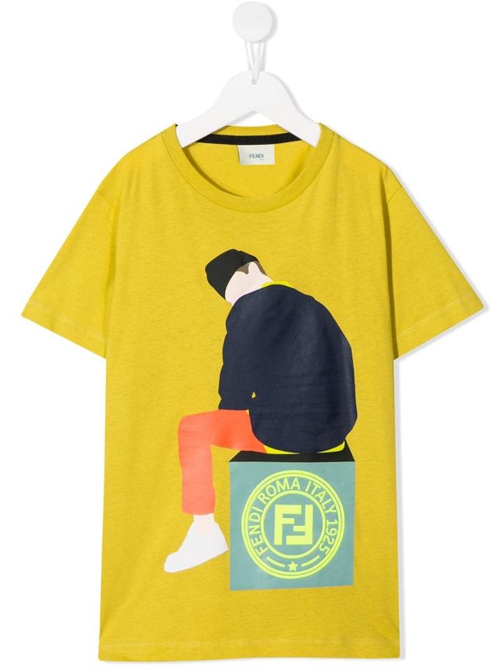 Fendi Kids Printed T-shirt - Yellow
