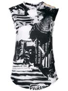 Balmain Newspaper Print Blouse - Black