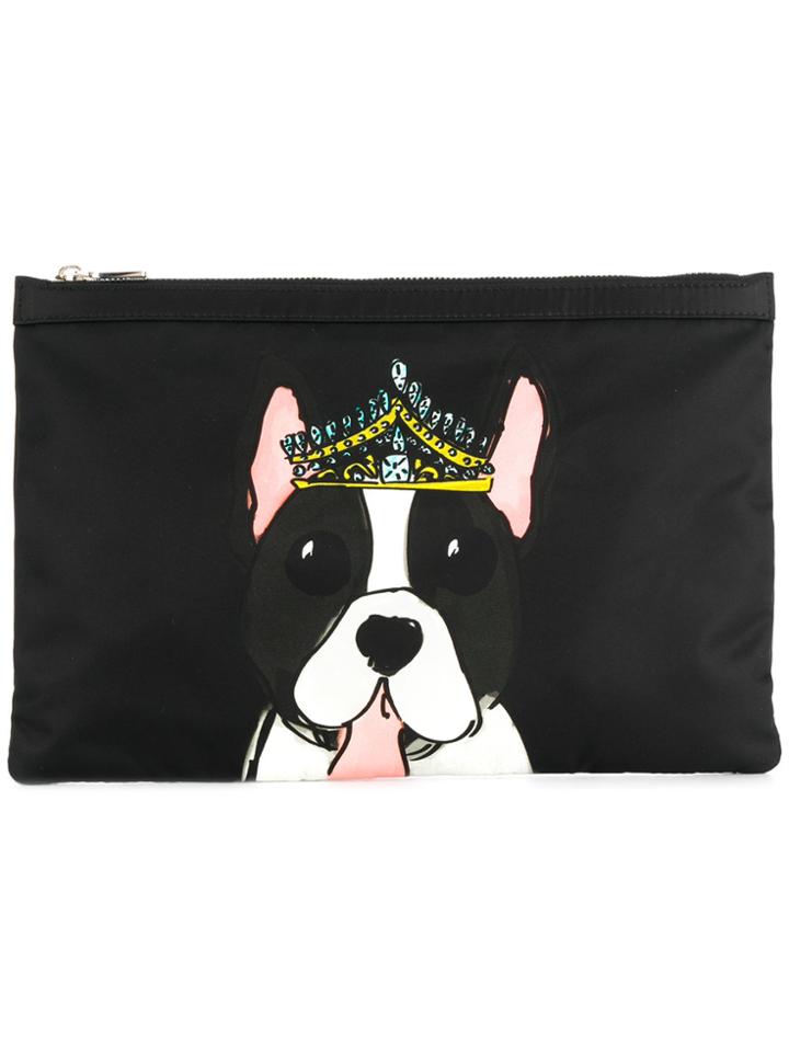 Dolce & Gabbana Dog Print Clutch Bag - Black