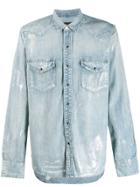 Purple Brand Distressed Denim Shirt - Blue