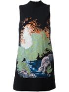 Victoria Victoria Beckham Landscape Print Dress, Women's, Size: 10, Black, Silk/cotton/polyester