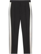 Burberry Straight Fit Silk Stripe Wool Tailored Trousers - Black