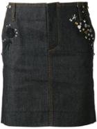 Coach - Embellished Denim Skirt - Women - Cotton/calf Leather - 4, Black, Cotton/calf Leather