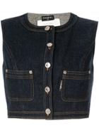 Chanel Pre-owned Sleeveless Cropped Denim Vest - Blue