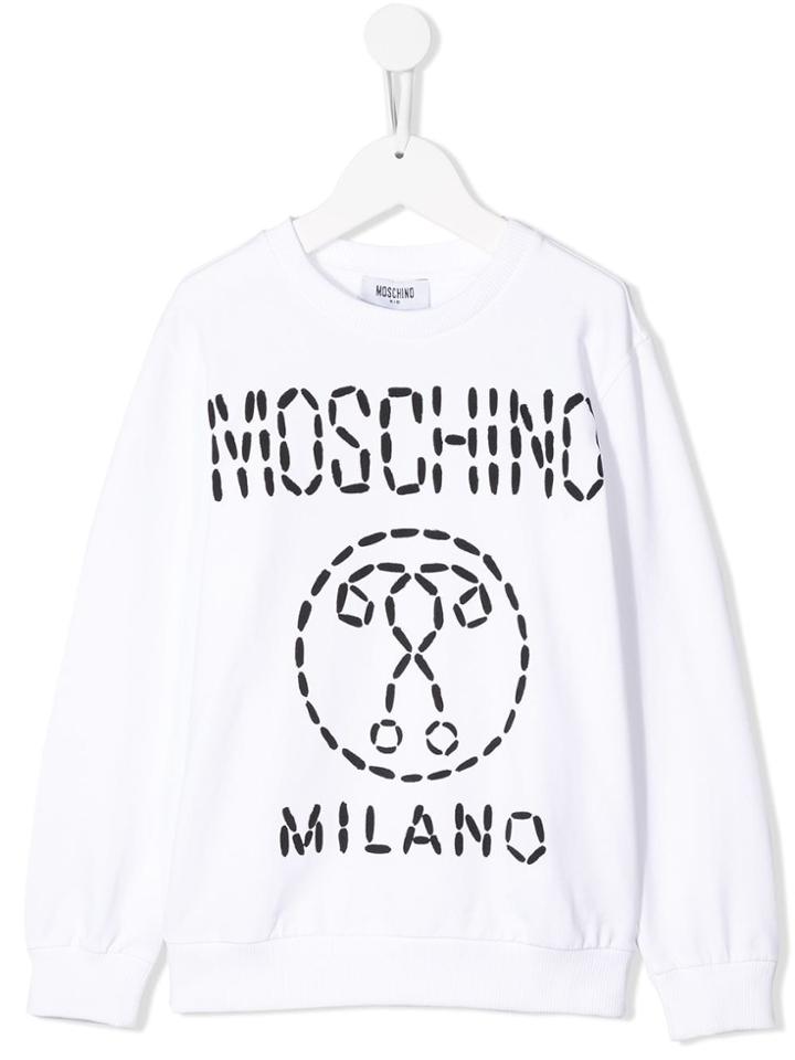 Moschino Kids Logo Printed Sweatshirt - White