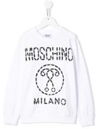Moschino Kids Logo Printed Sweatshirt - White