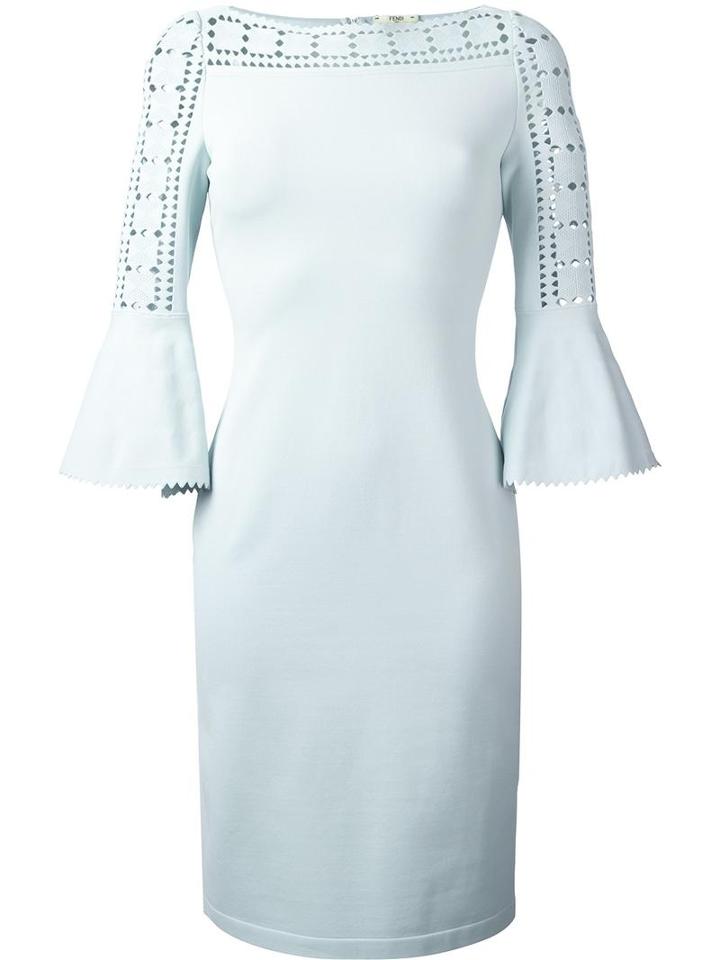 Fendi Cut-off Detailing Fitted Dress, Women's, Size: 40, Blue, Polyester/viscose