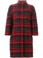 Ermanno Scervino Tartan Print Coat, Women's, Size: 40, Red, Virgin Wool/polyamide/mohair/cupro