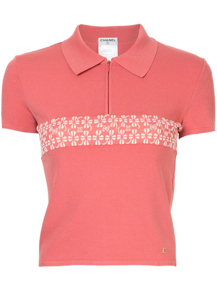 Chanel Vintage Cc Logo Polo Top - Pink & Purple