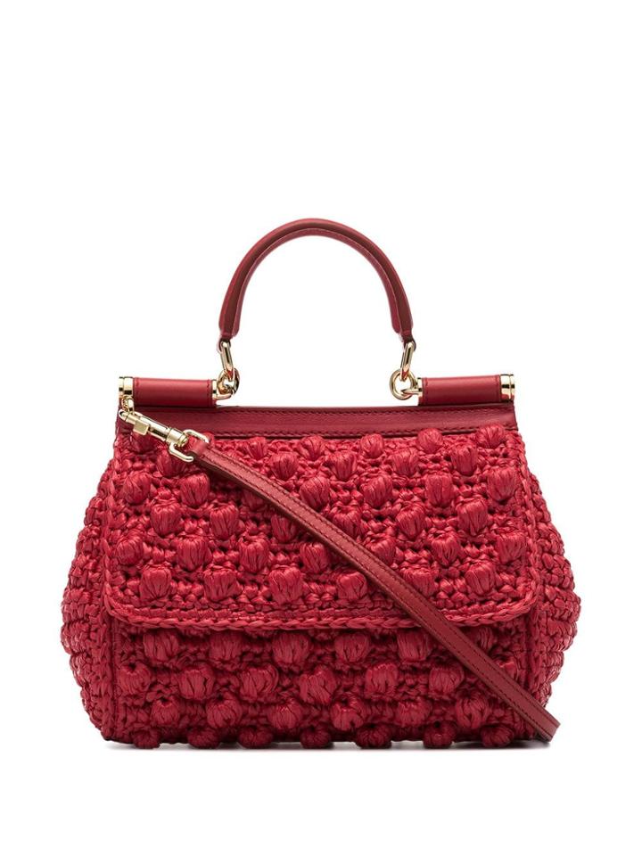 Dolce & Gabbana Red Corredo Raffia Shoulder Bag