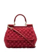 Dolce & Gabbana Red Corredo Raffia Shoulder Bag
