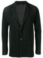 Homme Plissé Issey Miyake Ribbed Detail Blazer, Men's, Size: 2, Black, Polyester
