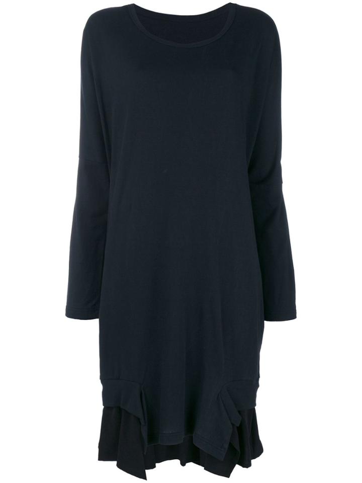 Y's Layered Ruffle Hem Sweater Dress - Black