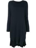 Y's Layered Ruffle Hem Sweater Dress - Black