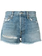 Re/done Solid Striped X Re/done Rip Wash Shorts - Blue