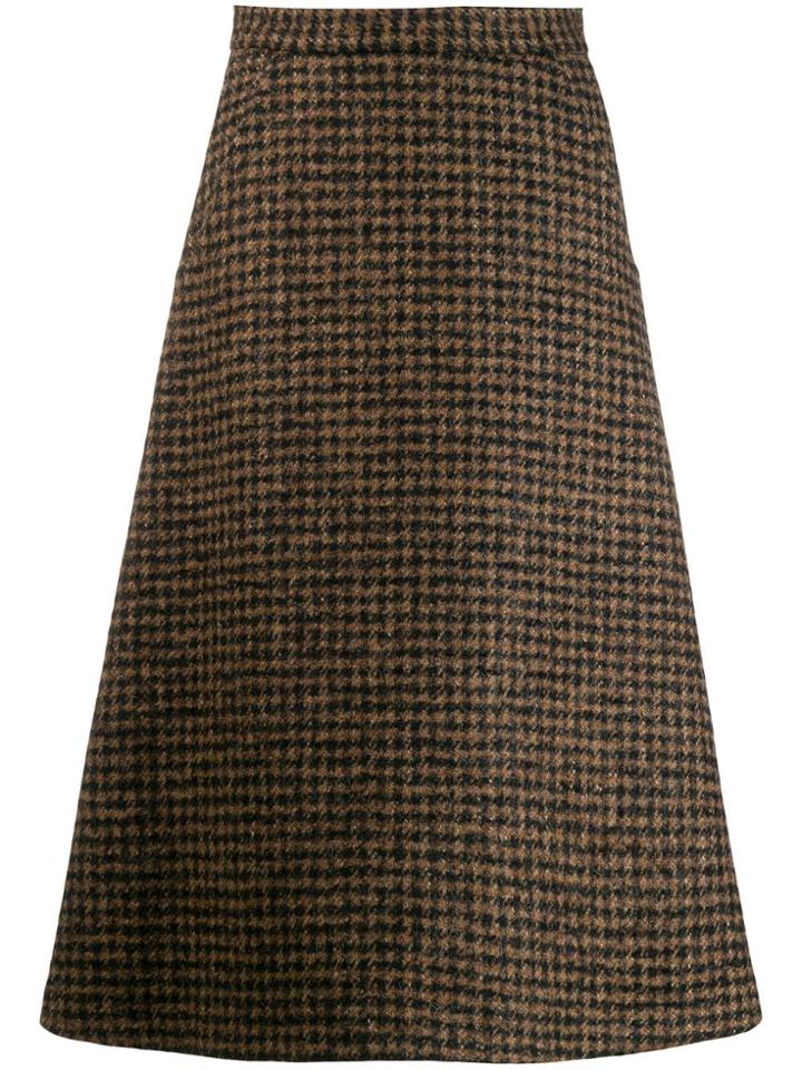 Société Anonyme Checked Midi Skirt - Brown