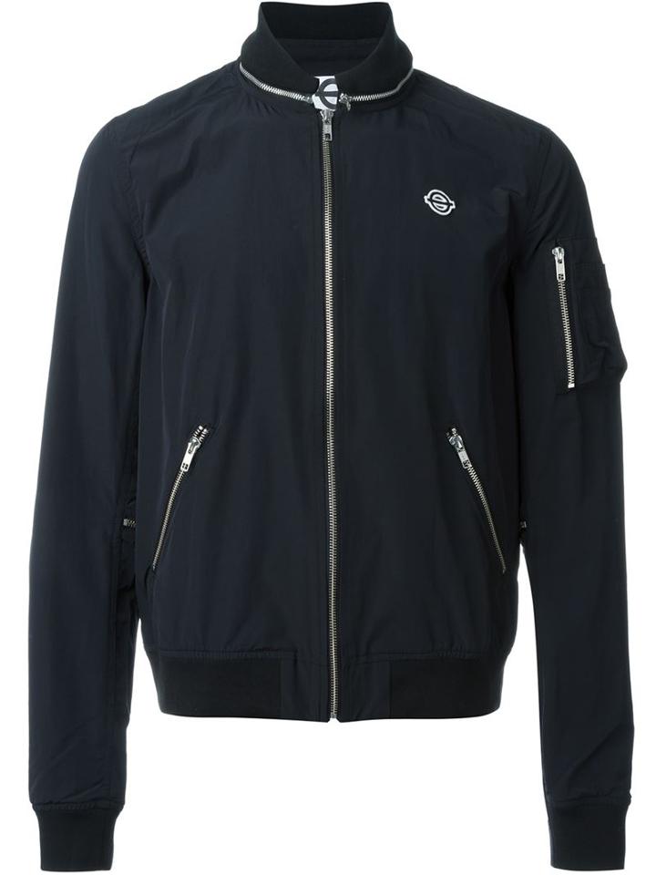Roundel London Zip Detail Bomber Jacket, Men's, Size: S, Black, Cotton/polyamide