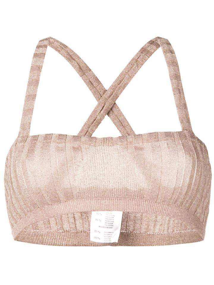 Circus Hotel Ribbed Lamé Bikini Top - Pink & Purple