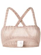 Circus Hotel Ribbed Lamé Bikini Top - Pink & Purple